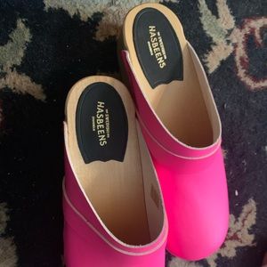Swedish Hasbeens leather clogs pink 39